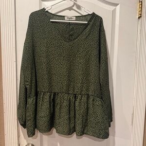 Haptics by Holly Harper Olive Green Dotted Blouse